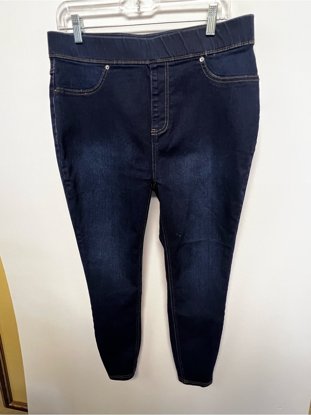TERRA & SKY STRETCH DARK BLUE PULL ON JEANS SIZE OX (14W)   LIKE NEW